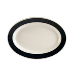 Thumbnail image #1 for CAC China Rainbow R-34-BLK Ceramic Oval Platter, Black, 9-3/8" x 6-1/4", Rolled Edge Case of 2 Dozen