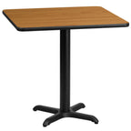 Thumbnail image #1 for Flash Furniture XU-NATTB-3030-T2222-GG Square Pedestal Dining Table, 30" x 30", Natural Laminate Top, Black PVC Edge, 31-1/8"H