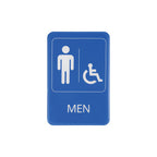 Thumbnail image #1 for CAC China SCE9-MN08 Men Compliance Sign, English, 6 x 9 in, Blue Plastic, Self-Adhesive Case of 72