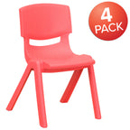 Thumbnail image #1 for Flash Furniture Whitney 4-YU-YCX4-001-RED-GG Preschool Red Polypropylene Stacking Chair, 12 in Seat Height, 176 lb Capacity