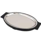 Thumbnail image #1 for Alegacy Foodservice Products SR117PU Rectangular Stainless Steel Platter with Bakelite Underliner, 10-7/8" x 7-1/8"
