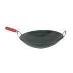 Thumbnail image #1 for Thunder Group IRWC007 Iron Wok, 16-Inch Diameter, Two Riveted Round Handles, One Wood Handle