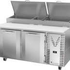 Thumbnail image #1 for Victory Refrigeration VPP60HC 60-1/8" Two-Section Pizza Prep Table, Self-Contained Side-Mount Refrigeration, Stainless Front & Sides