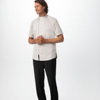 Thumbnail image #1 for Chef Works CBZ03-NAT-S Chef Coat, Raglan Short Sleeve, Offset Zip Front, Snap Collar, Natural, Small