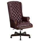 Thumbnail image #1 for Flash Furniture CI-360-BY-GG Traditional Executive Swivel Office Chair, High Back, Burgundy LeatherSoft Upholstery, Casters