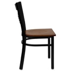 Thumbnail image #2 for Flash Furniture XU-6FOBXBK-CHYW-GG Restaurant Chair, Black Metal X-Back, Cherry Finish Plywood Seat