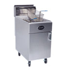 Thumbnail image #1 for Royal Range of California Royal Series RFT-75 Gas Floor Fryer, Tube-Fired, 75 lb Full Tank, Thermostatic Controls, Stainless Steel Front & Sides