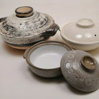 Thumbnail image #2 for Korin Inc Sumikannyu DNA-190-17 12 oz Round Donabe Pot, Double-Handled, Crackled Glazed Lid