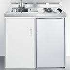 Thumbnail image #3 for Summit Commercial C39EL 39-Inch Freestanding All-in-One Kitchenette with Sink, 2-Burner Electric Cooktop, Refrigerator-Freezer & Storage Cabinet