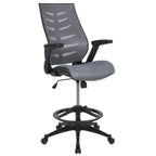 Thumbnail image #1 for Flash Furniture Kale BL-ZP-809D-DKGY-GG Executive Swivel Office Chair, Mesh Back, Upholstered Seat, Flip-Up Arms, Casters