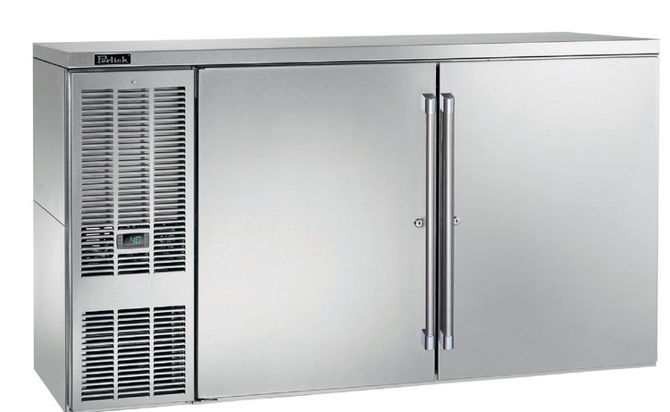 Product image #5 for 60-Inch Two-Section Self-Contained Back Bar Refrigerator with Stainless Steel Exterior and Solid Hinged Doors