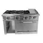 Thumbnail image #1 for Connerton CN48-6-12G 48" Gas Restaurant Range with 6 Open Burners, 12" Griddle, Standard Oven and Cabinet