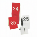 Thumbnail image #1 for Cal-Mil 271A-2 Double-Sided Number Tent Set #1–#25, Black/White Plastic, 3-1/2" x 5"