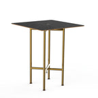 Thumbnail image #1 for Steelite International Mogogo, Clix MGCCYS01MBXX Square Pedestal Buffet Table, 30" x 36"H, Nero Marquina Marble Laminate Top, Brushed Brass Segments