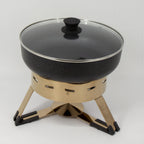 Thumbnail image #1 for Eastern Tabletop EB15826 Small Round Waterless Chafing Dish with Glass Lid and Nonstick Aluminum Dish