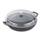 Thumbnail image #2 for Zwilling J.A. Henckels Staub® 1003535 Cast Iron Brazier, 3-1/2 qt, Glass Lid, Induction Ready, Matte Black Enamel