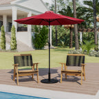 Thumbnail image #2 for Flash Furniture GM-402003-UB19B-RED-GG 9 ft Round Patio Umbrella with Cement Base, Crank Lift & Tilt, Red Polyester Cover
