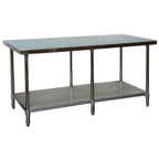 Thumbnail image #1 for GSW USA WT-EP3084 Stainless Steel Work Table, 84"W x 30"D x 35"H, Open Undershelf, Galvanized Legs