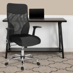 Thumbnail image #2 for Flash Furniture LF-W-83A-GG High-Back Mesh Ergonomic Chair with Nylon Arms, Casters & Adjustable Seat Height, Black/White