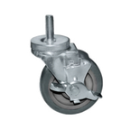 Thumbnail image #1 for Component Hardware CMT1-4RBB 4-Inch Gray Polyurethane Swivel Threaded-Stem Caster with Side Brake, 250-lb Capacity
