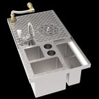 Thumbnail image #3 for Krowne MoveWell MW-TC12 Stainless Steel Bar Tool Caddy Modular Insert, 12 W x 21 D x 6 H Inches, with 10-Inch Water Line