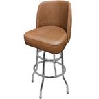Thumbnail image #2 for Oak Street SL8134 Upholstered Vinyl Swivel Bar Stool with Tufted Back, Bucket Seat, and Chrome Double-Ring Frame