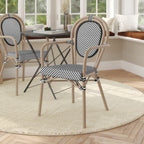 Thumbnail image #2 for Flash Furniture SDA-AD642002A-TXT-BLKWH-LTNAT-GG Stacking Bistro Chair with Arms, Thonet-Style Back and Seat, Natural Finish