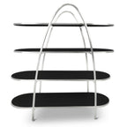 Thumbnail image #1 for Eastern Tabletop A962BKS Arch Buffet Display, Stainless Steel, 4 Levels, Black Wood Shelves, 37"W x 23"D x 67-1/4"H