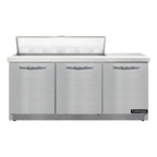 Thumbnail image #1 for Continental Refrigerator Designer Line D72N12-FB 72-Inch 3-Door Refrigerated Sandwich Prep Table, Front-Breathing, 12-Pan