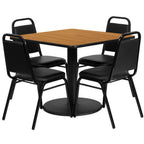 Thumbnail image #1 for Flash Furniture RSRB1011-GG Square Table and Banquet Chair Set with 36-Inch Table and 4 Black Vinyl Chairs