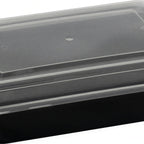 Thumbnail image #1 for International Tableware iti to-go® TG-PP-28 28 oz Rectangular Black Plastic Takeout Container with Clear Lid