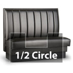 Thumbnail image #1 for JustChair Manufacturing JBSB-UCH-HC-48-GR2 Half-Circle Banquette Booth, 2 Corners, 48"H, Upholstered Vertical-Channel Back with Lumbar Support