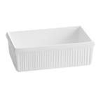 Thumbnail image #1 for TableCraft Products CW1510W White Coated Cast Aluminum Server Bowl, 2-1/4 Qt., Rectangular, 10 x 6 x 3 in., Ridged