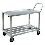 Thumbnail image #1 for New Age 97126 Mobile Wet Produce Cart, 24-3/8" x 52", 700 lb Capacity, Aluminum, Removable Solid Shelves