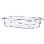Thumbnail image #1 for CFS Brands Araven 09816 GN 1/4 Polycarbonate Food Pan, 2-1/2" Deep, Clear, with Integrated Label Case of 6