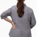 Thumbnail image #2 for Chef Works Oxford SES01W-CHR-3XL Chef Utility Shirt, Charcoal, Stretch Poly/Cotton/Elastane, Snap Front, 3/4 Sleeve, 3XL