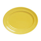 Thumbnail image #1 for Tuxton China Concentrix CSH-136 Ceramic Oval Platter, 13-3/4" x 10-1/2", Wide Rim, Saffron Case of 6