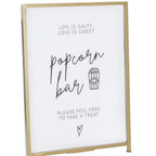 Thumbnail image #1 for Cal-Mil 1264-90 Tabletop Sign Holder, 8-1/2"W x 11"H, Clear Acrylic with Gold-Finish Iron Frame Case of 3