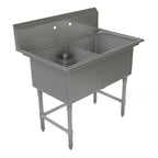 Thumbnail image #1 for Tarrison Products Ltd. TA-CDS218-KIT 2-Compartment Stainless Steel Sink, 42"W x 27"D x 45"H, 18 Gauge, 10"H Backsplash, Galvanized Legs