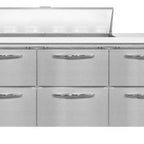 Thumbnail image #1 for Continental Refrigerator Designer Line D72N12C-D 72-Inch Three-Section Refrigerated Sandwich Prep Table with 6 Drawers