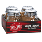 Thumbnail image #1 for TableCraft Products Cash & Carry C260-4 6 oz Swirl Glass Red Pepper & Cheese Shaker with Perforated Chrome-Plated Top Case of 6