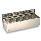 Thumbnail image #1 for Matfer Bourgeat 511510 5-Compartment Stainless Steel Bar Garnish Caddy with Cooling Blocks