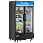 Thumbnail image #1 for USR Brands Unity U-48M Two-Section Glass Door Refrigerator Merchandiser, 47.24"W, 26 cu. ft., Bottom-Mounted Self-Contained Refrigeration