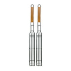 Thumbnail image #1 for Chef Master Mr. Bar-B-Q 06075Y Kabob Grill Basket, Single, Non-Stick, Long Wood Handle, Black Case of 6