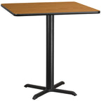 Thumbnail image #1 for Flash Furniture XU-NATTB-4242-T3333B-GG Bar-Height Square Pedestal Table, 42"W x 42"D x 43-1/8"H, Natural Laminate, Black PVC Edge