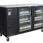Thumbnail image #1 for Blue Air FSE LLC BLBB69-3BG-HC Two-Section Back Bar Cooler, 69 in W, 2 Glass Doors, Stainless Steel Top, Black Exterior