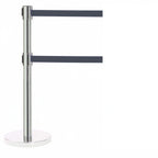 Thumbnail image #1 for AARCO Form-A-Line HS-27BK Portable Dual Retractable Belt Stanchion, 7 ft Black Belts, Polished Metal Post, 40 in H