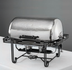 Thumbnail image #2 for Mesa 8 Qt Rectangular Hammered Stainless Steel Roll-Top Chafer with Canned Heat