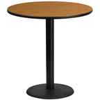 Thumbnail image #1 for Flash Furniture XU-RD-42-NATTB-TR24B-GG Round Bar-Height Cocktail Table, 42-Inch Natural Laminate Top, Black Cast-Iron Base