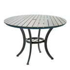 Thumbnail image #1 for JustChair Manufacturing PW801TT-36R Outdoor Round Dining Table, 36" Diameter, Gray Synthetic Wood Top, Aluminum Base, Umbrella Hole